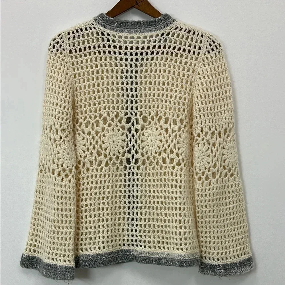 Vintage Handmade Crochet Women's Sweater Cottage Knit Buttons Cozy Warm Medium - Picture 2 of 11